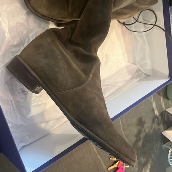 Stuart Weitzman Lowland Loden Green Suede Over The Knee boots - Picture 10 of 13